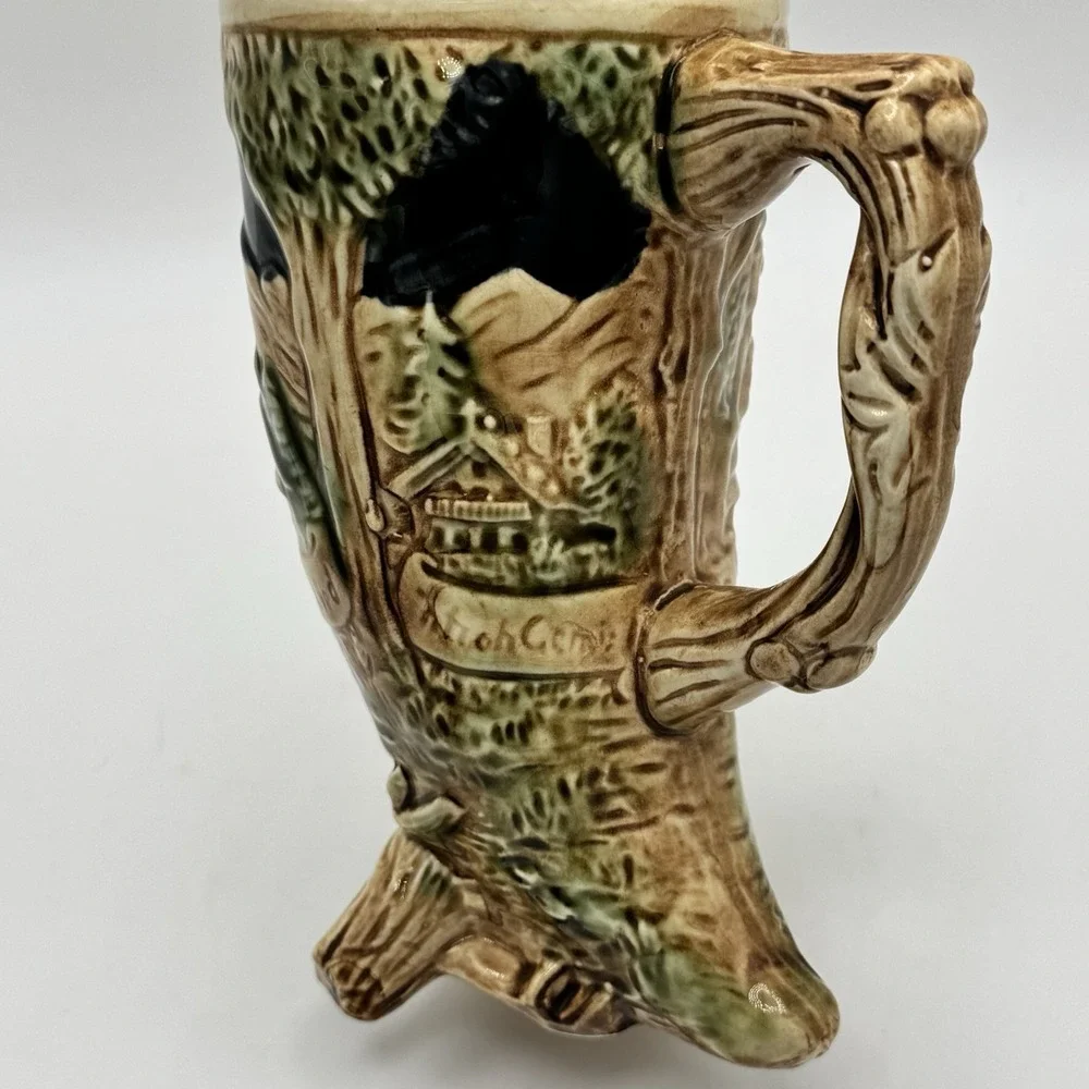 German Beer Stein Footed Ceramic Cornicopia Lieb und Lied Love and Song Japan 7